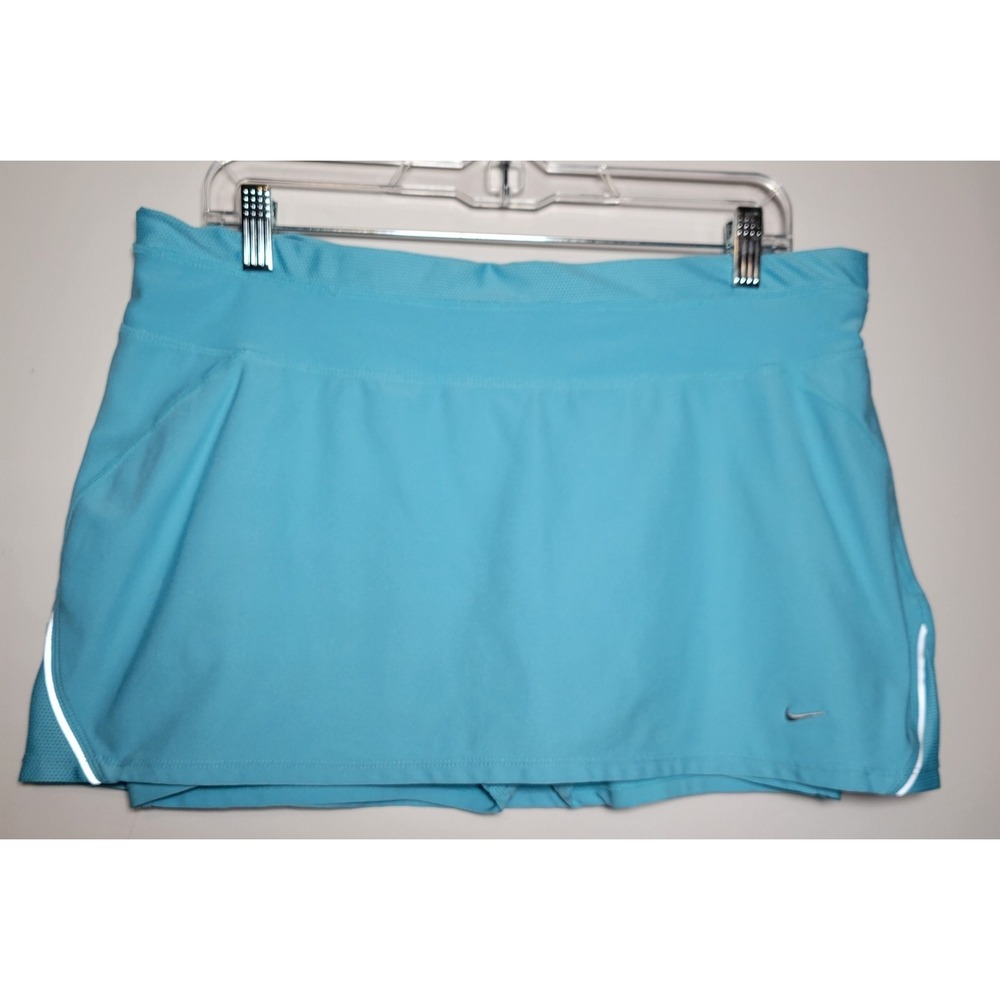 Nike Fit Dry Skort Skirt Light Blue XL Back Zip Pocket Tennis Pickleball 0040